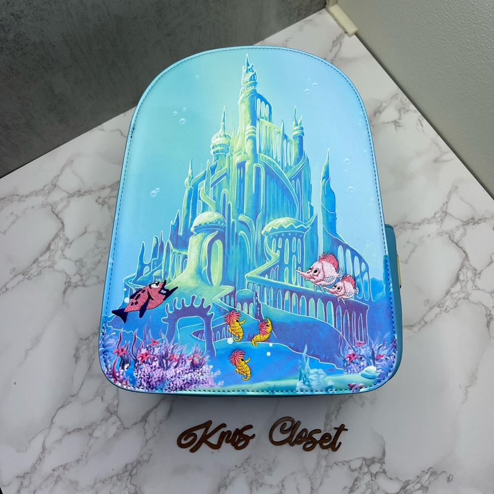 Loungefly Disney The Little Mermaid Castle Mini Backpack - Picture 9 of 12